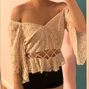 Bebe Lace Off The Shoulder Top